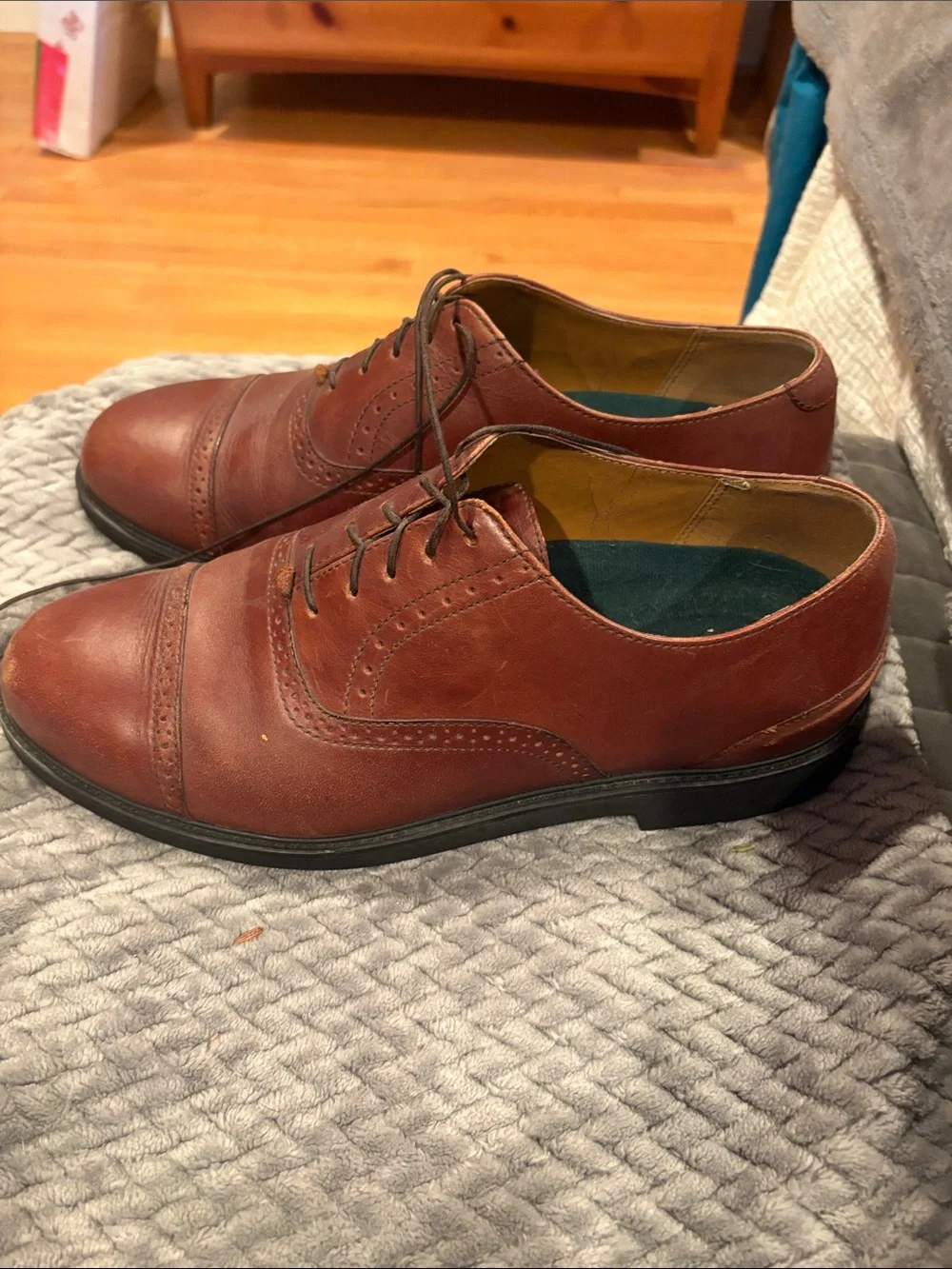 Rockport Men's Brown Leather Lace-Up Cap-Toe Oxfords